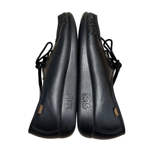 SAS Womens Siesta Lace Up Comfort Loafer Black Leather Moccasin Handsewn 9.5 - Picture 7 of 9